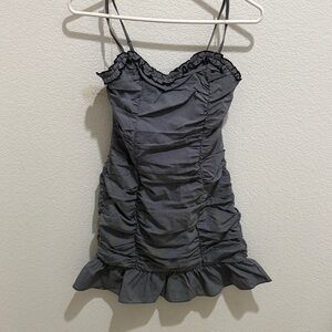 Elegant Gray Ruffled Dress